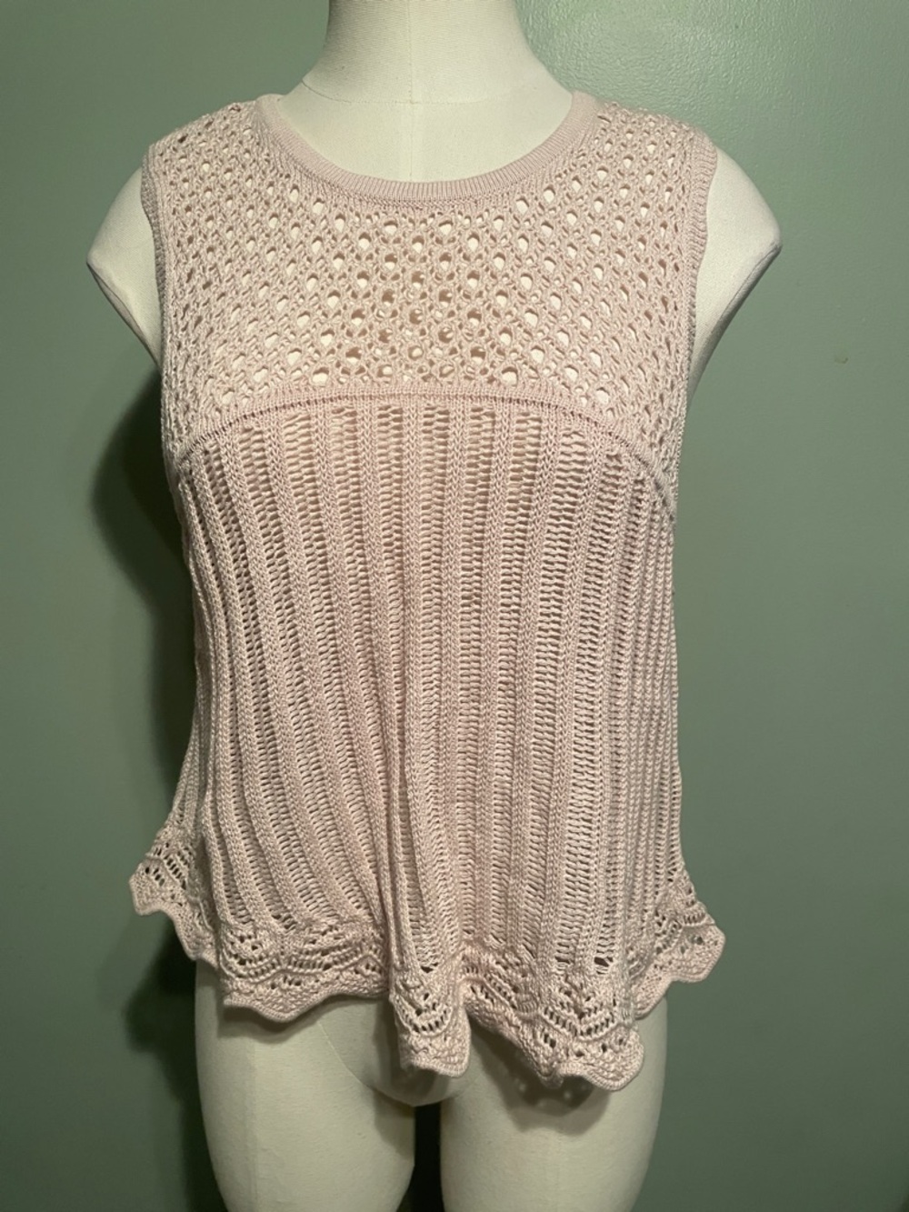 American Eagle Outfitters Light Pink Crochet Sleeveless Tank